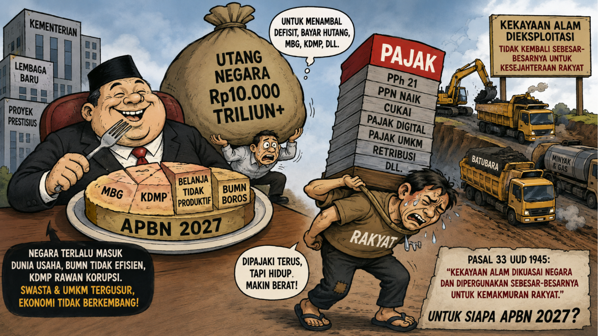 “Rakyat Dipajaki, Hutang Menggunung, SDA Dikuras: RAPBN 2027 untuk Siapa?”