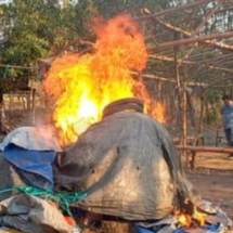 Arena Sabung Ayam Digerebek, Tak Ada Pelaku: Polisi Bakar Sarana Judi di Banjardowo Jombang